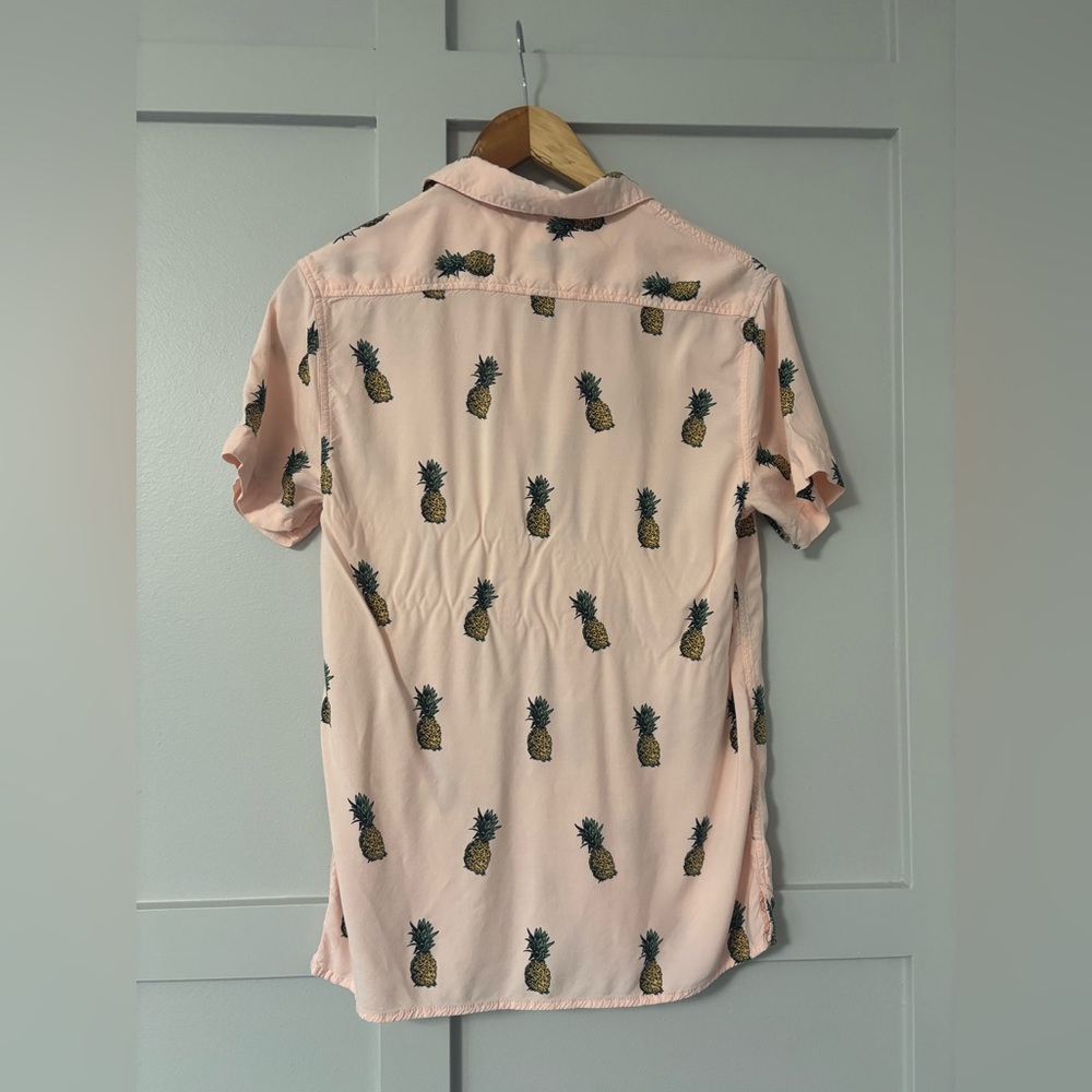 Pineapple Print Pink Viscose Shirt - Picture 4 of 8